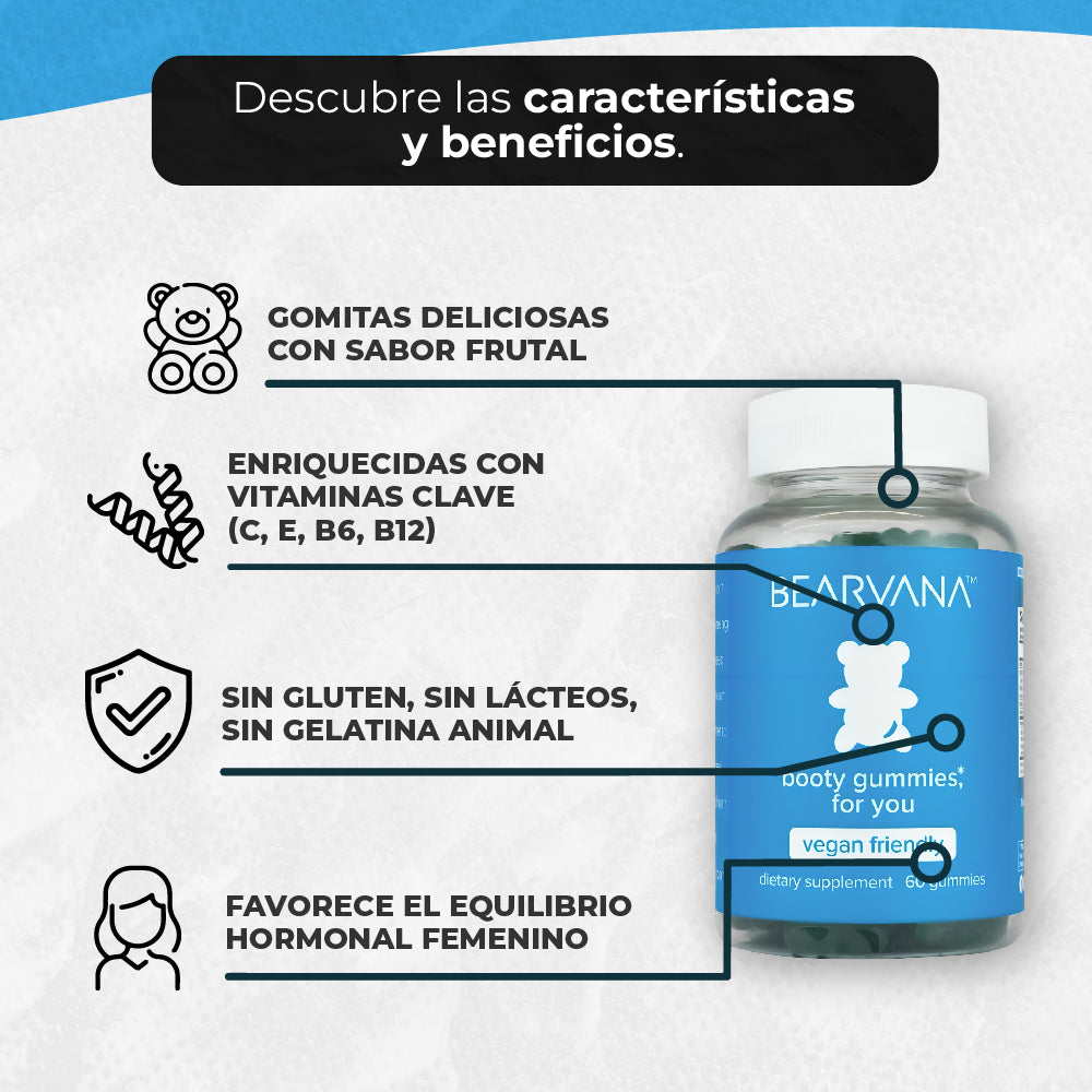 BEARVANA™ Pack Curvas Naturales – Breast Gummies & Booty Gummies (2 frascos x 60 gomitas c/u)